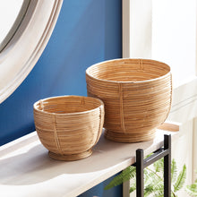 Load image into Gallery viewer, CANE RATTAN DECORATIVE FOOTED BOWLS, SET OF 2