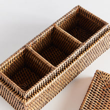 Load image into Gallery viewer, BURMA RATTAN 3-COMPARTMENT LIDDED BOX