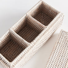 Load image into Gallery viewer, BURMA RATTAN 3-COMPARTMENT LIDDED BOX