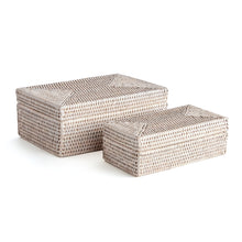 Load image into Gallery viewer, BURMA RATTAN RECTANGULAR LIDDED BOXES, SET OF 2