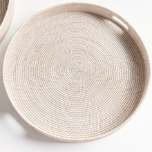 Load image into Gallery viewer, BURMA RATTAN ROUND OTTOMAN TRAYS LARGE, SET OF 2