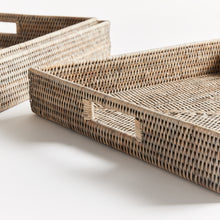 Load image into Gallery viewer, BURMA RATTAN OTTOMAN TRAYS, SET OF 3