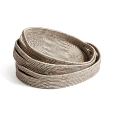 Load image into Gallery viewer, BURMA RATTAN OVAL SERVING TRAYS, SET OF 3