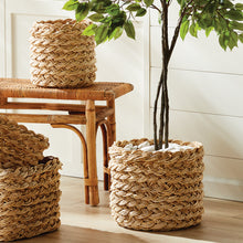 Load image into Gallery viewer, ABACA FRENCH BRAID STORAGE BASKETS ROUND, SET OF 2