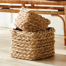 Load image into Gallery viewer, ABACA FRENCH BRAID STORAGE BASKETS SQUARE, SET OF 2