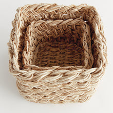 Load image into Gallery viewer, ABACA FRENCH BRAID STORAGE BASKETS SQUARE, SET OF 2