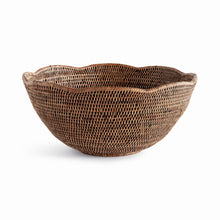 Load image into Gallery viewer, BURMA RATTAN SCALLOPED EDGE BOWL LARGE
