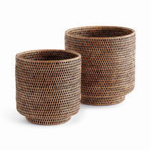 Load image into Gallery viewer, BURMA RATTAN CACHEPOTS LARGE, SET OF 2