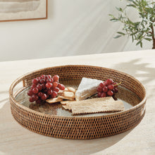 Load image into Gallery viewer, BURMA RATTAN ROUND SERVING TRAY LARGE