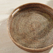 Load image into Gallery viewer, BURMA RATTAN ROUND SERVING TRAY LARGE