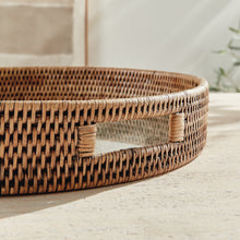 Load image into Gallery viewer, BURMA RATTAN ROUND SERVING TRAY LARGE