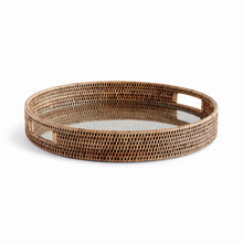 Load image into Gallery viewer, BURMA RATTAN ROUND SERVING TRAY LARGE