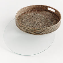 Load image into Gallery viewer, BURMA RATTAN ROUND SERVING TRAY LARGE
