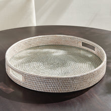 Load image into Gallery viewer, BURMA RATTAN ROUND SERVING TRAY LARGE