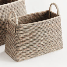 Load image into Gallery viewer, BURMA RATTAN NARROW MAGAZINE BASKET, SET OF 2