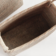 Load image into Gallery viewer, BURMA RATTAN NARROW MAGAZINE BASKET, SET OF 2