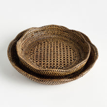 Load image into Gallery viewer, BURMA RATTAN SCALLOPED TRAYS ST/2