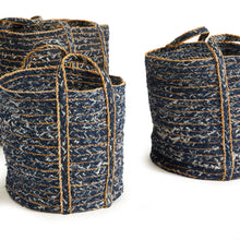 Load image into Gallery viewer, DENIM ROUND BASKETS, SET OF 3