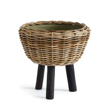 Load image into Gallery viewer, WOVEN RATTAN DRY BASKET PLANT RISER 17"