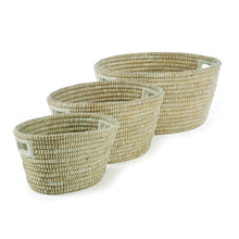 Load image into Gallery viewer, RIVERGRASS OVAL BASKETS WITH HANDLES, SET OF 3