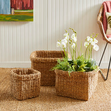 Load image into Gallery viewer, SEAGRASS SQUARE BASKETS WITH CUFFS, SET OF 3