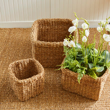 Load image into Gallery viewer, SEAGRASS SQUARE BASKETS WITH CUFFS, SET OF 3