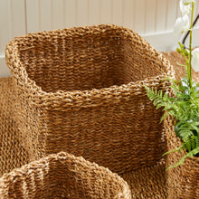 Load image into Gallery viewer, SEAGRASS SQUARE BASKETS WITH CUFFS, SET OF 3