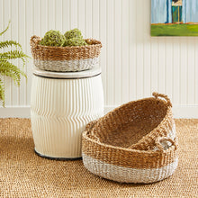 Load image into Gallery viewer, SEAGRASS SHALLOW BASKETS WITH HANDLES, SET OF 3