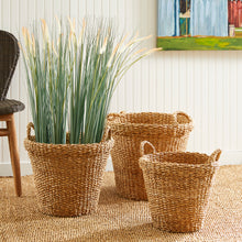 Load image into Gallery viewer, SEAGRASS TAPERED BASKETS WITH HANDLES, SET OF 3