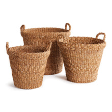 Load image into Gallery viewer, SEAGRASS TAPERED BASKETS WITH HANDLES, SET OF 3