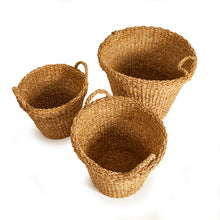 Load image into Gallery viewer, SEAGRASS TAPERED BASKETS WITH HANDLES, SET OF 3