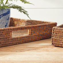 Load image into Gallery viewer, BURMA RATTAN OTTOMAN TRAYS, SET OF 3