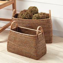 Load image into Gallery viewer, BURMA RATTAN NARROW MAGAZINE BASKETS, SET OF 2