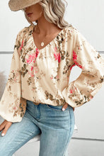 Load image into Gallery viewer, FemFloral V-Neck Balloon Sleeve Blouse