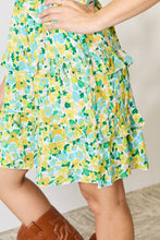 Load image into Gallery viewer, Lemon & Lime Smocked Scoop Neck Flounce Sleeve Mini Dress