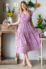 Load image into Gallery viewer, Pink Posey V-Neck Ruffled Midi Dress