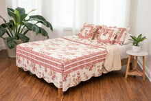 Load image into Gallery viewer, DaDa Bedding French Country Cottage Floral Mauve Cotton Patchwork Quilted Bedspread Set (DXJ103136)