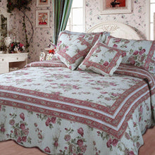 Load image into Gallery viewer, DaDa Bedding French Country Cottage Floral Mauve Cotton Patchwork Quilted Bedspread Set (DXJ103136)
