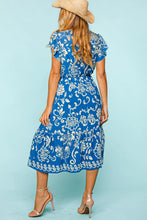 Load image into Gallery viewer, Mykonos Floral dress Plus size- blue and white floral dress -boho - spring and summer sun dress