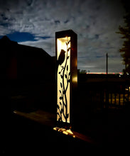 Load image into Gallery viewer, Cardinal at Dusk Luminary Pillar w/ Solar Cap | Steel