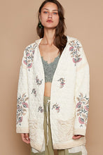 Load image into Gallery viewer, POL Embroidered Open Front Quilted Jacket with Crochet Pockets