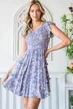 Load image into Gallery viewer, Lilac Charm Floral Ruffle Trim Smocked Mini Dress