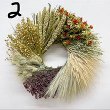 Load image into Gallery viewer, Autumn / Fall Wheel dried herb and grain Wreath Measure 19-20 inches - handmade in the USA
