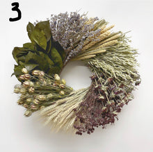 Load image into Gallery viewer, Autumn / Fall Wheel dried herb and grain Wreath Measure 19-20 inches - handmade in the USA