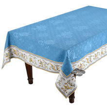Load image into Gallery viewer, 55x86" Rectangular Moustiers Blue Matelassé Tablecloth by Tissus Toselli