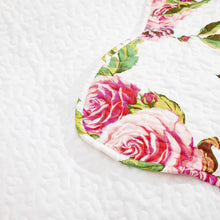 Load image into Gallery viewer, Bedding Romantic Roses Floral Throw Blanket - Lovely Spring Pink & White Scalloped Colorful Lightweight Breathable - Bright Vibrant Quilted Throw Blanket - 50 x 60