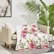Load image into Gallery viewer, Bedding Romantic Roses Floral Throw Blanket - Lovely Spring Pink & White Scalloped Colorful Lightweight Breathable - Bright Vibrant Quilted Throw Blanket - 50 x 60