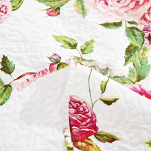 Load image into Gallery viewer, Bedding Romantic Roses Floral Throw Blanket - Lovely Spring Pink & White Scalloped Colorful Lightweight Breathable - Bright Vibrant Quilted Throw Blanket - 50 x 60
