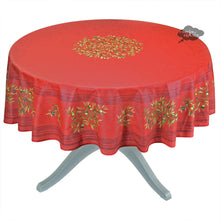 Load image into Gallery viewer, French Provencal tablecloth - Cotton, natural or acrylic-coated - 70" round - Clos des Oliviers red | Label France