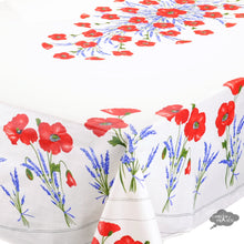 Load image into Gallery viewer, 60x96" Rectangular Poppies Cream Acrylic Coated Cotton Tablecloth by Tissus Toselli